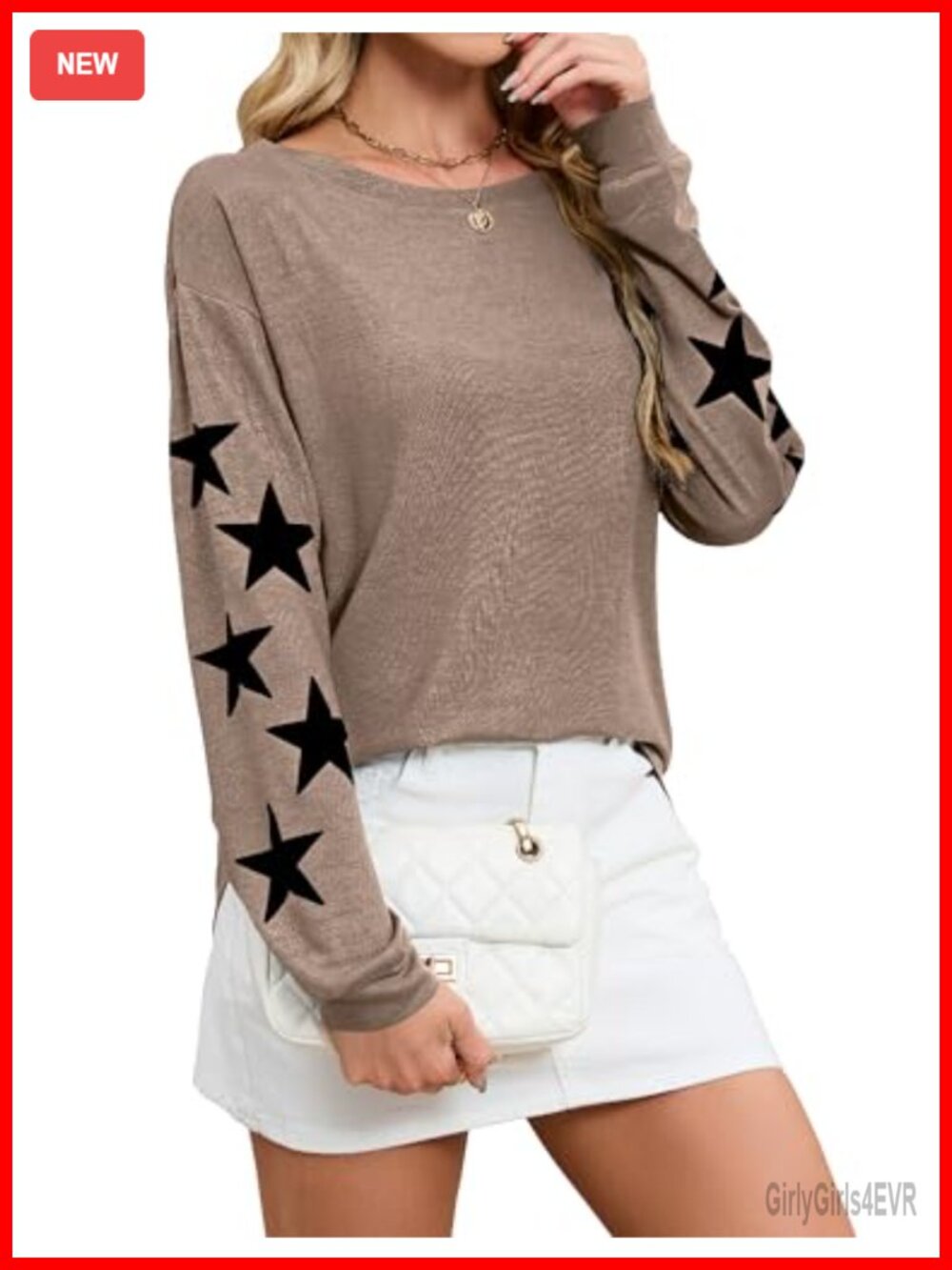 Blooming Jelly Womens Off The Shoulder Knit Sweater Pullover Long Sleeve Star